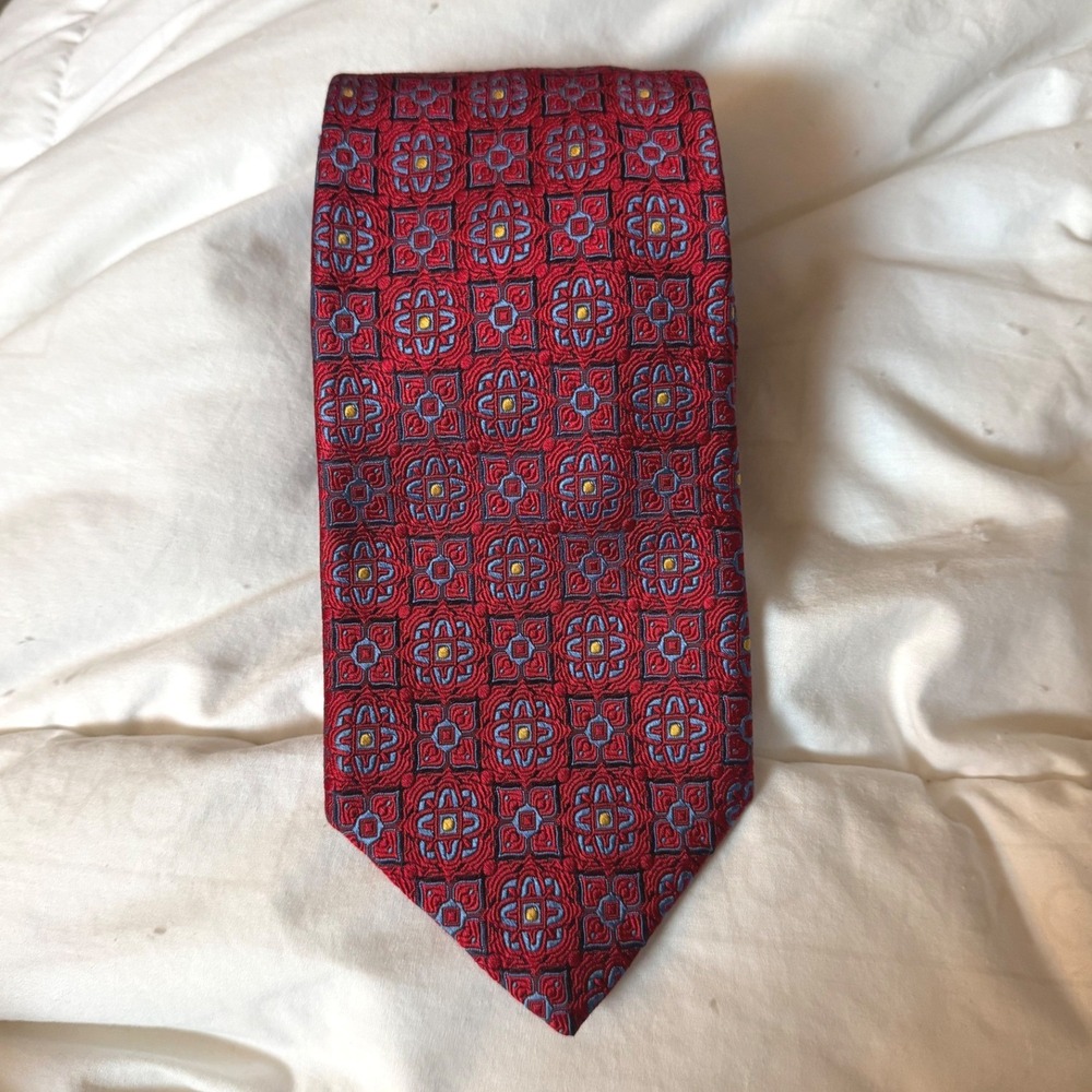 Robert Talbott Necktie Men Red Excellent Silk Medallion Best of Class Tie USA